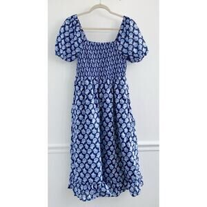 J. Crew Blue and White Midi Dress